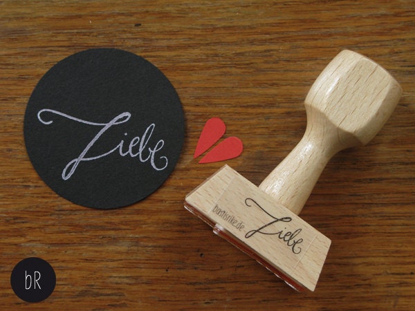 handlettered stamp 'Liebe' (Love)