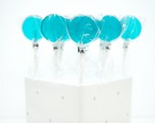Aqua Blue wedding favor lollipops - 4 dozen handmade round suckers - spring wedding dessert - made to order in aqua