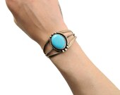 Vintage Sterling Silver Blue Turquoise Stone Bracelet Small