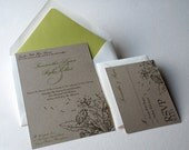 The Willow Collection - Rustic Woodland  Kraft Wedding Invitation Set with Dandelion in Cream, Brown, and Green - SAMPLE