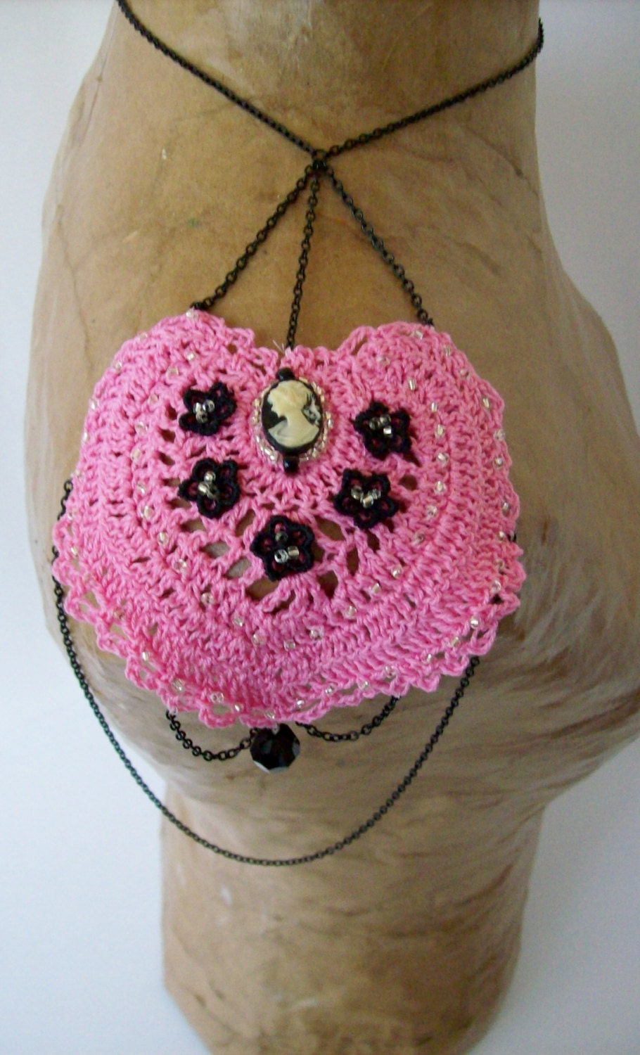 Pink Heart Love Shoulder Harness Cameo Jewelry