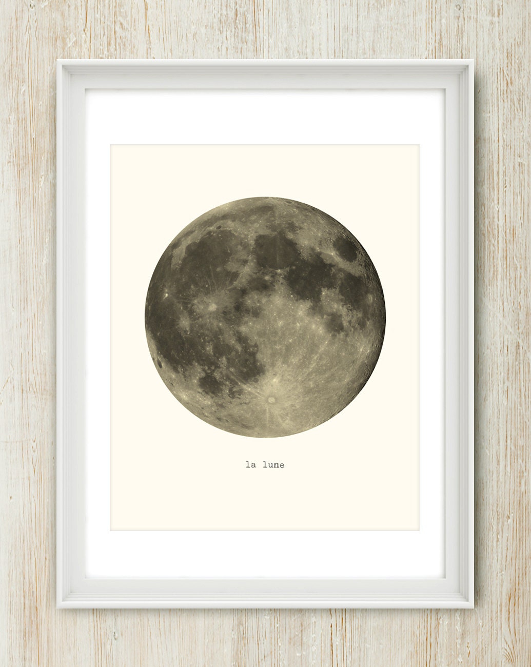 La Lune (French for The Moon) 16x20 inches on A2. Beautiful vintage style typography poster print.