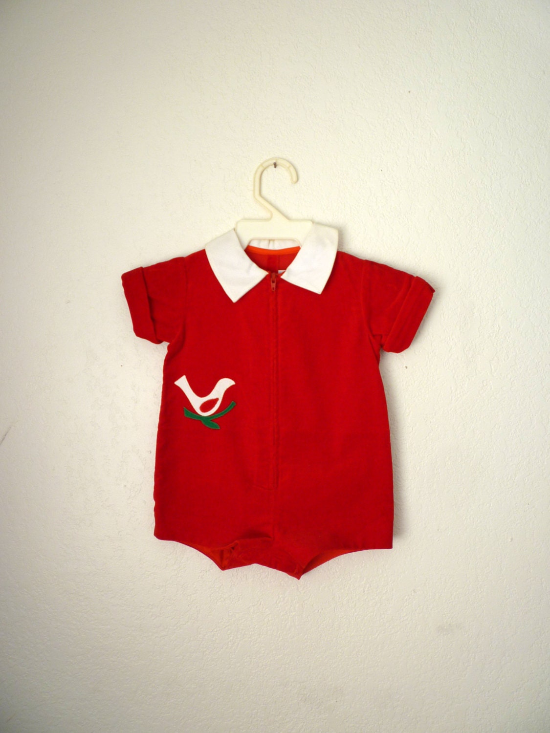 Vintage Velvet Folk Romper, Size 12-18 Months