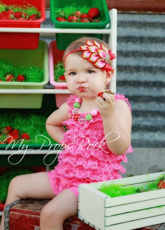 Wool Blend Felt "Strawberry Patch" Blingy Button Headband Photography Prop Wedding Birthday Party Child Adult