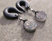 Rainbow Druzy Drop Gauged Earrings