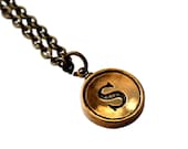 Letter S Typewriter Key Pendant Necklace Charm - Bronze - Other Letters Available
