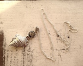 White Topaz & Titanium Silver Shell Necklace- Sterling Silver OOAK