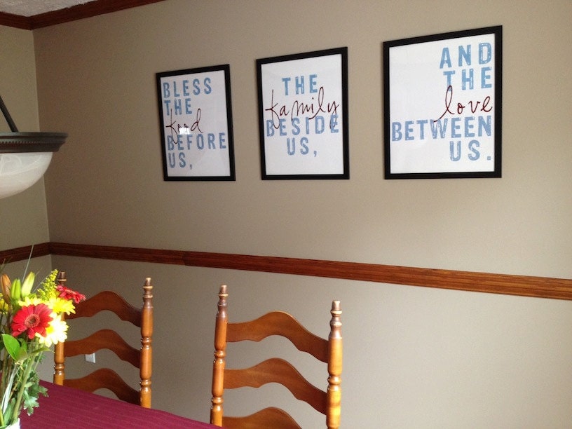 Food, Family, Love prints - digital files, dining room art, 16x20