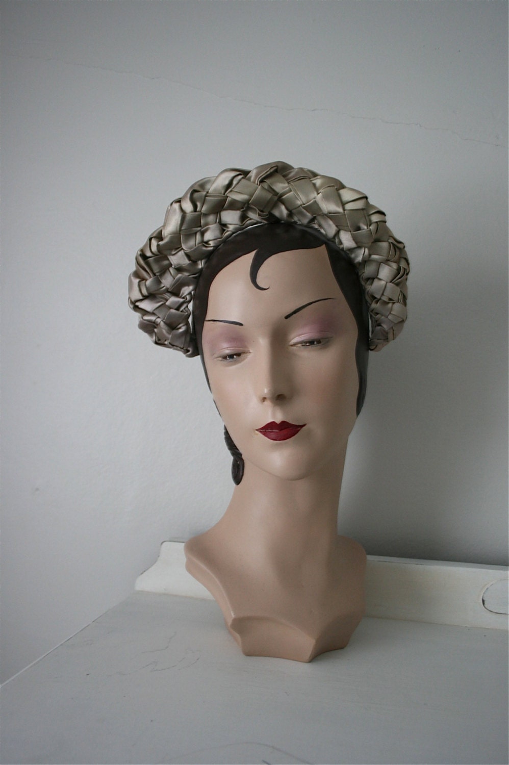 1930s Pewter Satin Braided Coronet Evening Bridal Headband