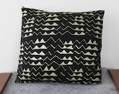 Hand Printed 'Mountain' Pillow Cover in Gold on Black