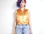 S A L E 40s Babydoll Rhinestone Satin Blouse (M/L)
