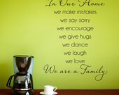 In Our Home Wall Decal - Large Phrase Decal - We are a Family
