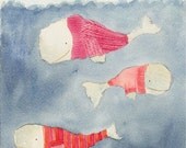 Sweater Whales Watercolor Print