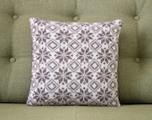 Luxury Fairisle Throw Pillow in Brown and Cream British Wool and Velvet with Duck Feather Inner Sleeve