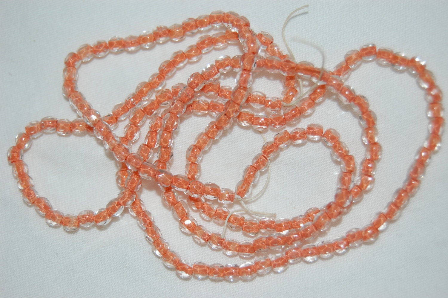 Tiny Faceted Czech Fire Polished Glass Beads, Crystal Clear w/ Melon Lining, 3mm, One Strand, 100 Pieces, B1-3