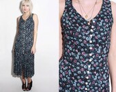 Vintage 90s Ditsy Floral Maxi Dress Grunge