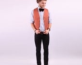 Orange Silk Vest / Mens Formal Vest / sz XS