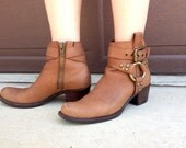 Western ankle Cole Haan brown leather HARNESS BOOTS 8 9 moto