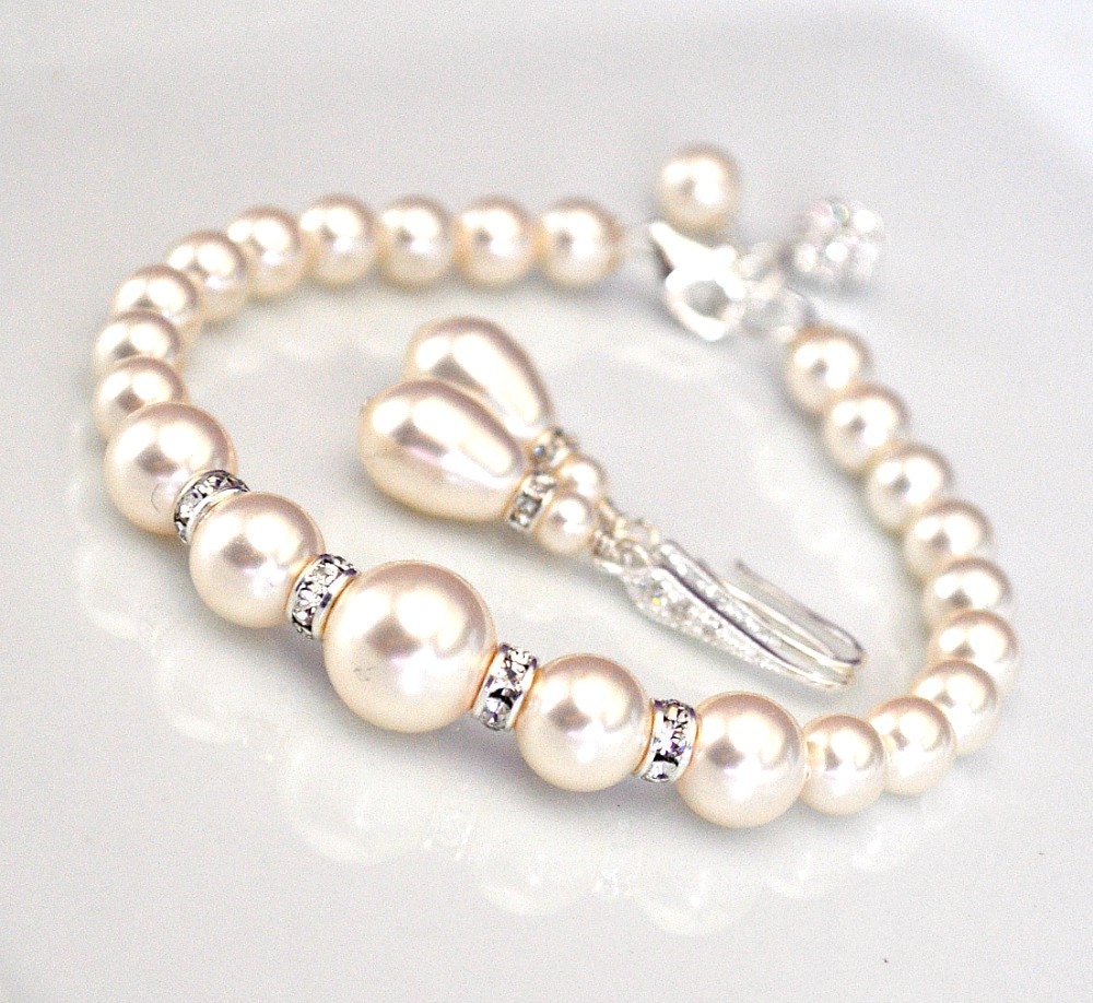 Pearl Bridal Jewelry SET, Bridal Wedding Jewellery, Bracelet and Earrings SET, Pearl Jewelry