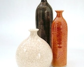 Set of 3 Trio Ceramic Bottles, Modern Spring Bright Home Decor Orange White Black Ceramic Vase minimalist handmade pottery vases