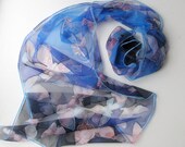 Silk scarf hand dyed on natural chiffon silks - Butterfly dreams - 18x72