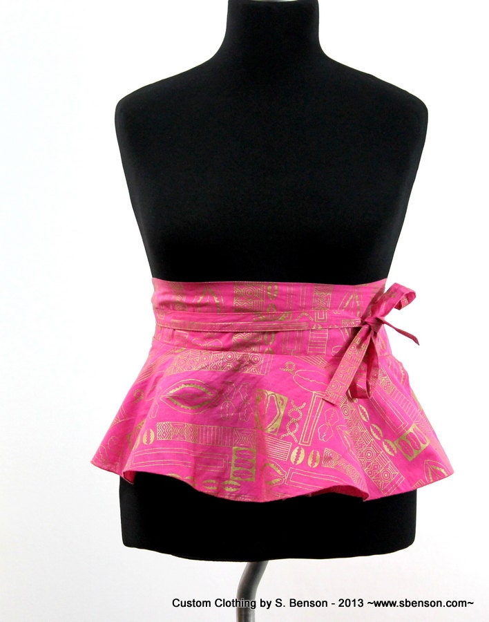 Pink Plus Size African Print Peplum Belt size 2-14