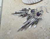 sterling paddle earrings with amethyst and peridot