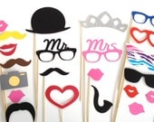 Mr and Mrs PHOTO BOOTH PROPS Set Just Married Glasses Photo Props Glasses Wedding Photo Prop Glasses Party Decorations Party Supplies