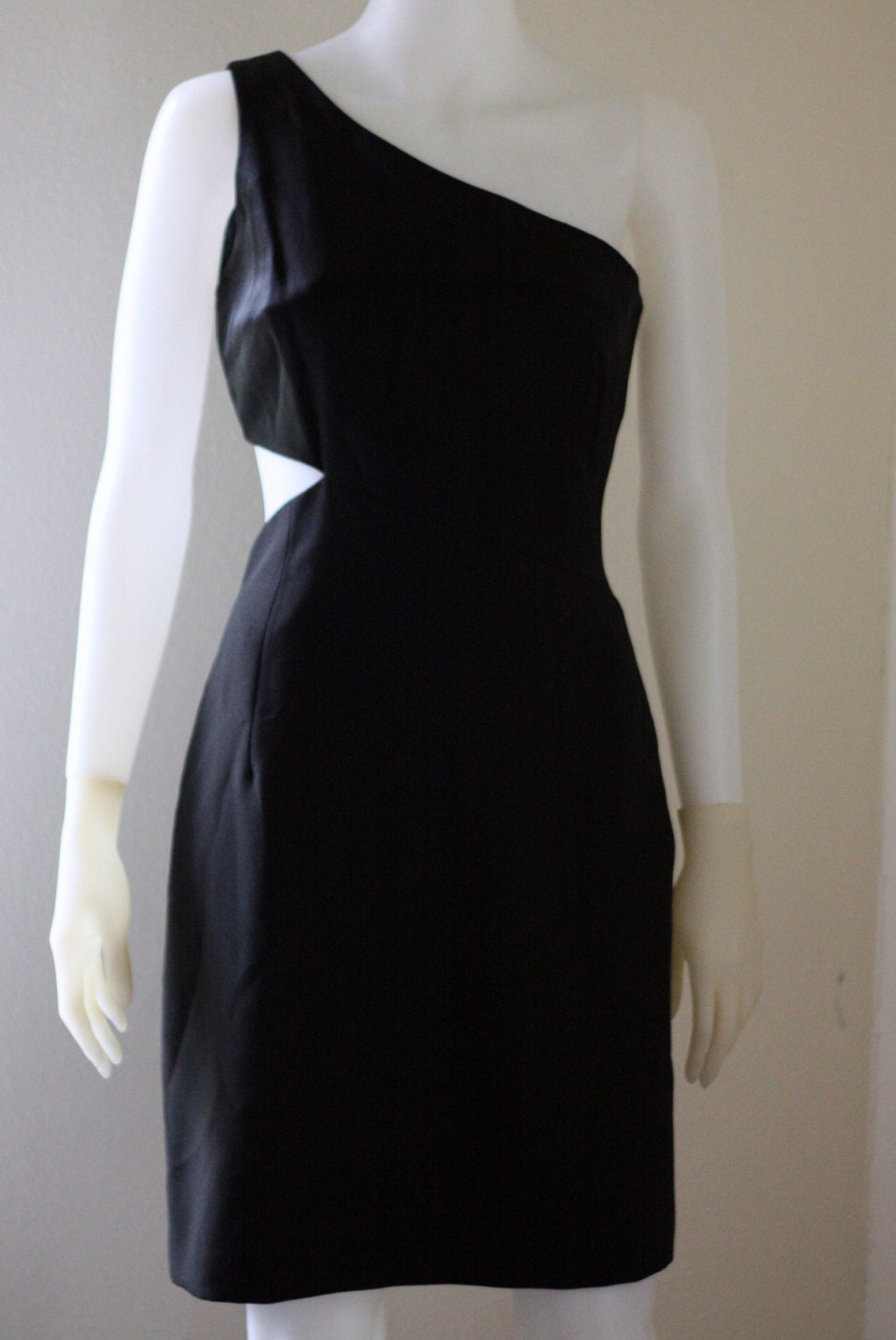 ABS Black Cutout Body Con One Shoulder Mini Dress - Sz 8