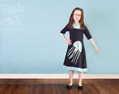 Jellyfish dress, navy blue and aqua, Sea Life, Ocean, childrens clothing, girls dress, 2T, 3T, 4T, 5, 6, 7 (larger sizes also available)