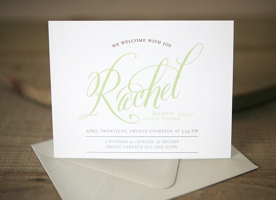 Birth Announcement - Rachel Custom Baby Announcement
