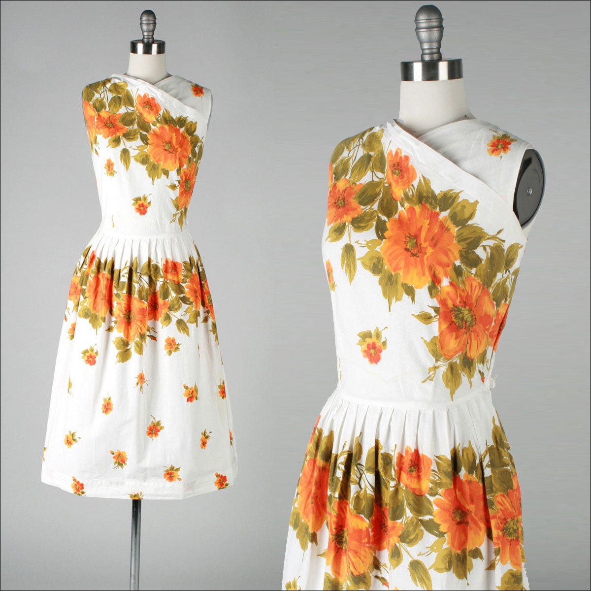 vintage 1950s dress . BILL SIMMS . cotton sun dress . 2932