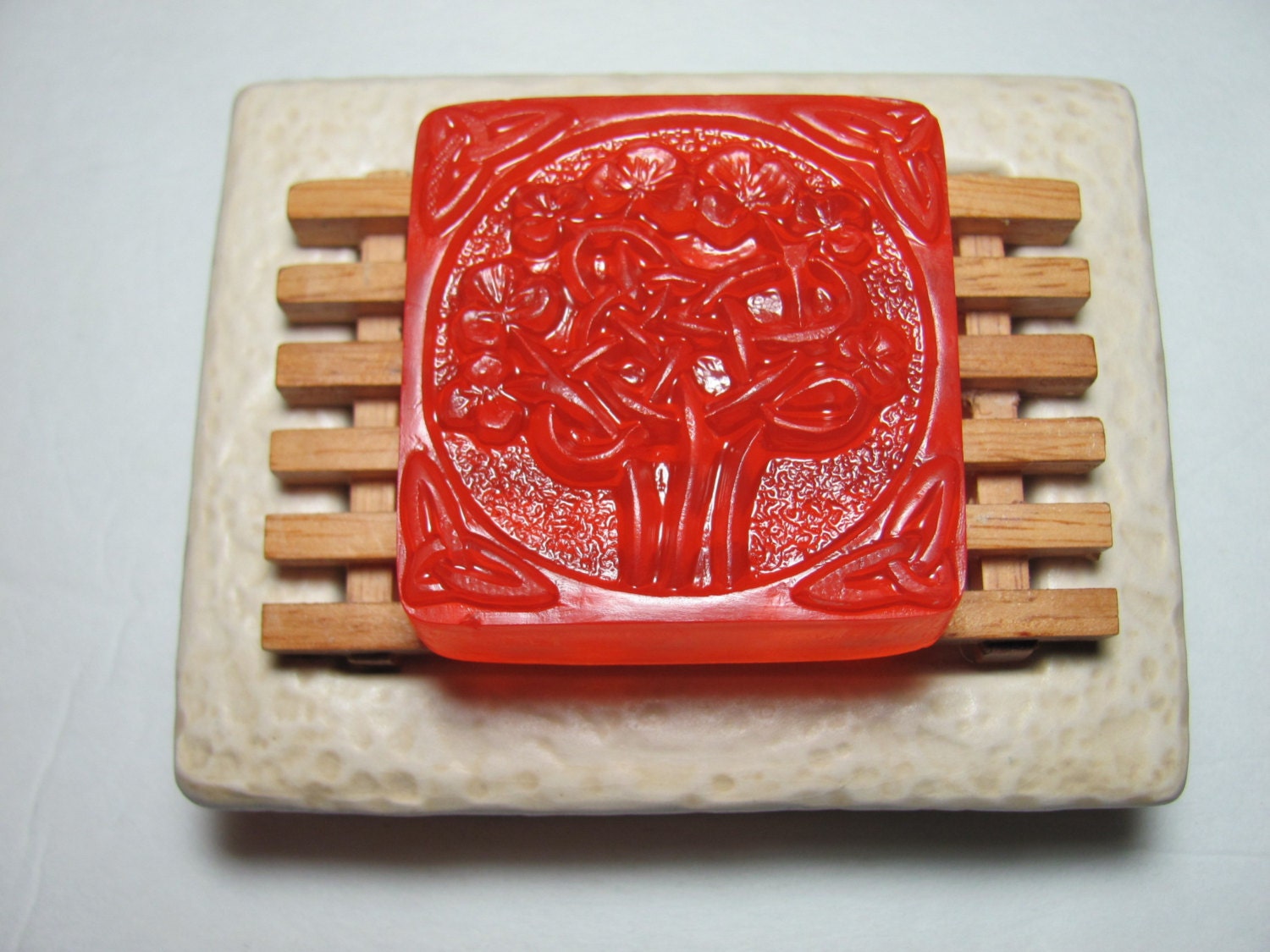 Celtic Design Soap - White Peach and Silk Blossoms Scented Soap  -   Handmade Soap - Vegan Soap - Glycerine Soap