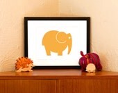 Mod Elephant Art Print in Tangerine, Aqua Blue or Pink - Colorful Wall Decor on 100% Recycled Paper (Free Shipping in US)