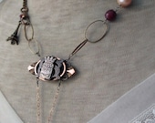 do you know the way to paris - vintage assemblage necklace with compass pendant and rubies by the french circus