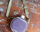 Vintage Round Canteen with built in shoulder strap and woolen exterior