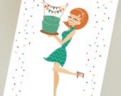 Birthday Girl in a Chevron Dress Handmade Birthday Card