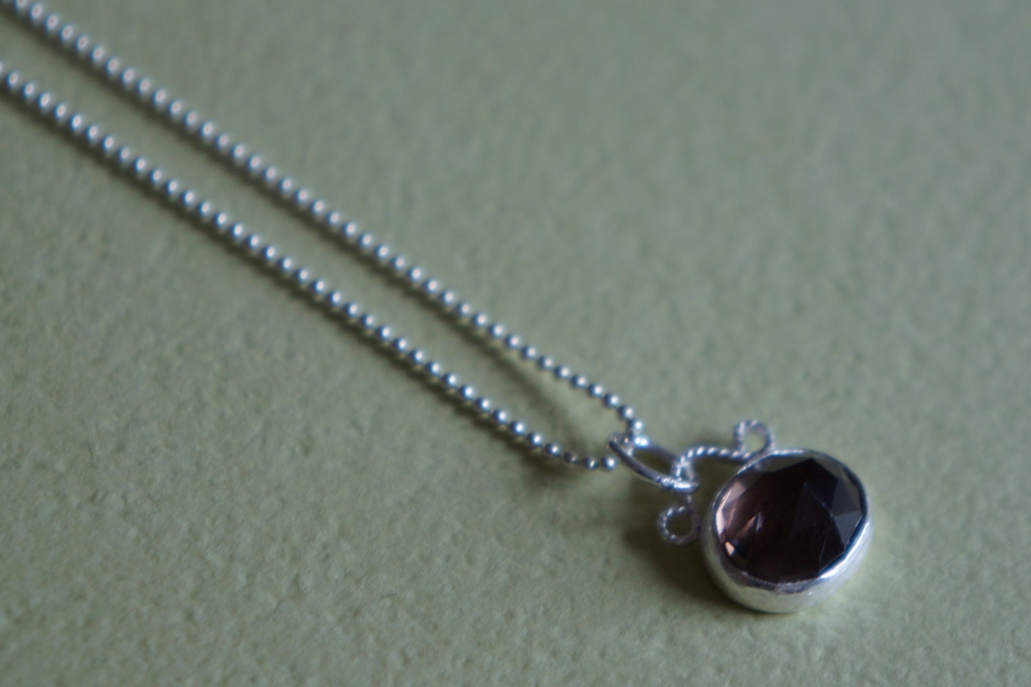 Smokey Quartz Rose Cut Necklace - Oval Rose Cut Filigree