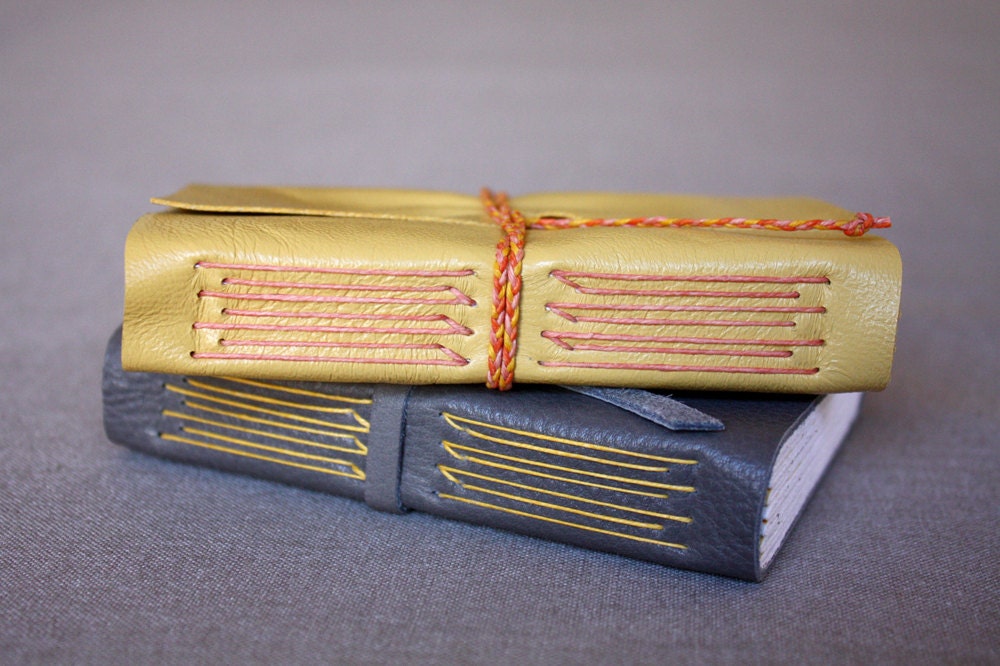 Girly leather notebook (soft yellow leather)