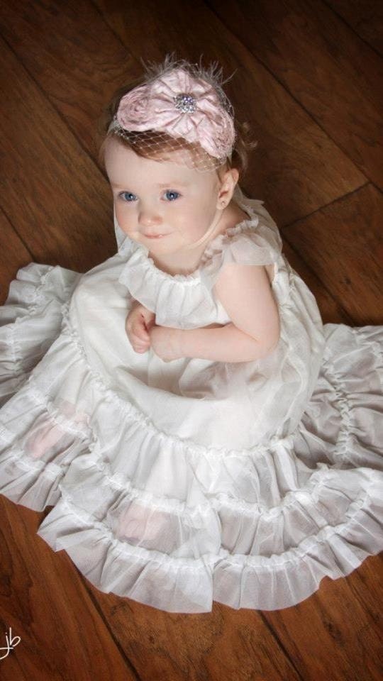 Shabby Chic Vintage Inspired Headband Pink Flower Girl, Wedding, Special Occasion