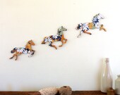 Wild Horses Wall Plaques - Blue Country Floral