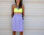 1980s high waisted skirt // neon lavender pencil skirt