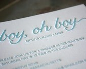 Letterpress Boy, Oh Boy Baby Shower Invitations