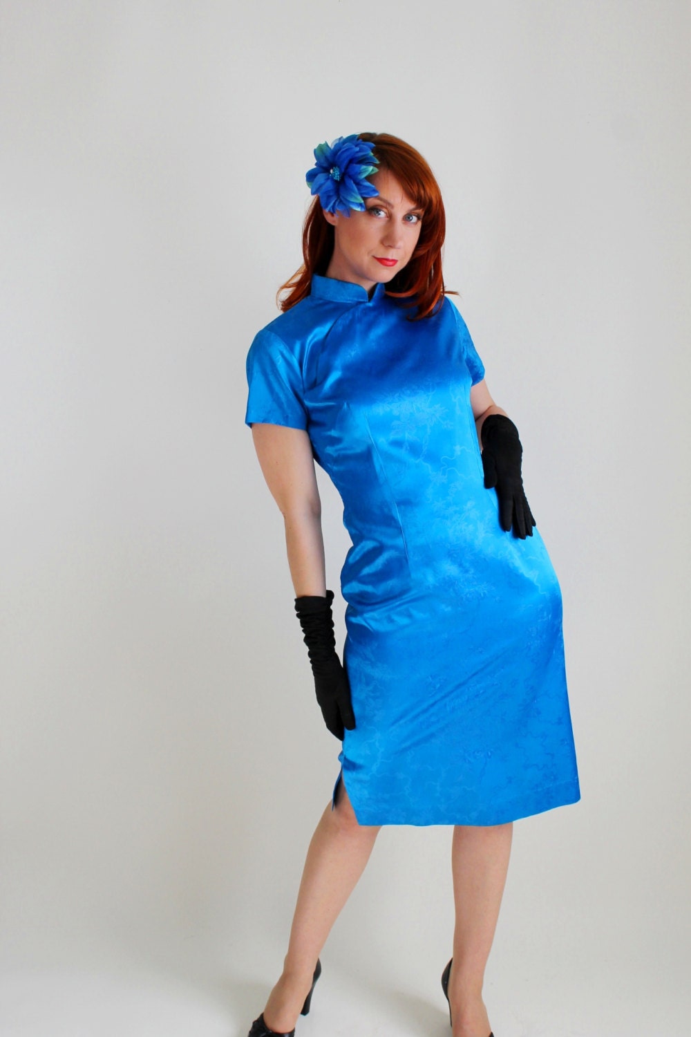 1950s Royal Blue Wiggle Dress. Party Dress. Day Dress. Cocktail Dress. Weddings. Size Medium