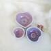 Nesting Heart Bowls -Purple. Lavender, Plum - Set of 3, Handmade - Ready to Ship- Actual Set - 3 in.