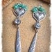 Silver HEART Earrings Beach earrings Long Sterling silver earrings Sea foam Green earrings Boho GYPSY earrings Drop earrings