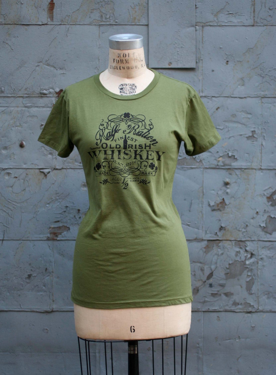 SALE Irish Whiskey T-Shirt/ Women's Army T-Shirts/ Women's T-Shirts/ Irish T-Shirts/ Women's Green T-Shirts
