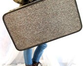 Vintage Tweedy Vinyl Suitcase//Luggage//RED and PINK Interior//Solid from Tessiemay