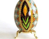 Goose Egg, Pysanka ukrainian Easter egg, decorated goose egg shell, batik eggs