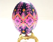 pink Pysanka, Ukrainian Easter egg, batik decorated chicken egg,  Pysanky